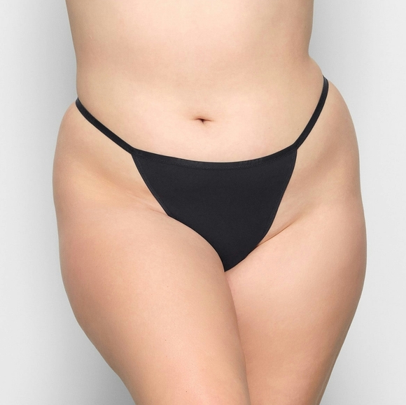 NWT SKIMS Cotton Logo String Thong (Soot) Size XL - Picture 2 of 10